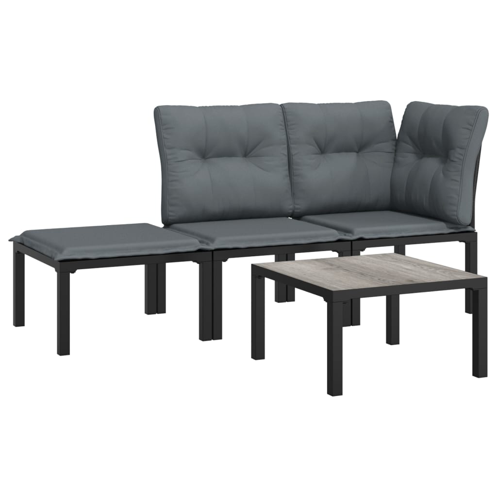 Salon de jardin 4 pcs noir et gris résine tressée - XIOS