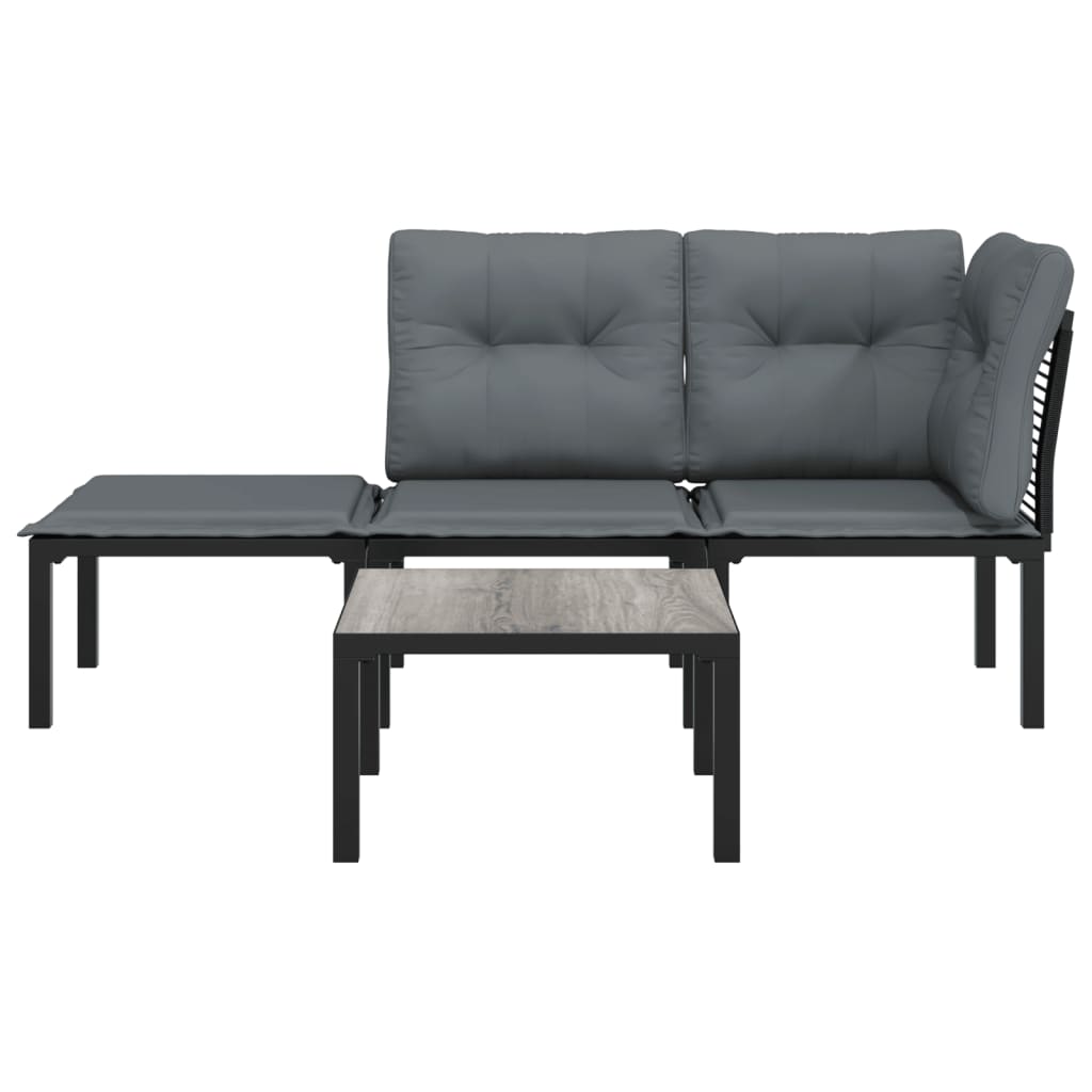 Salon de jardin 4 pcs noir et gris résine tressée - XIOS