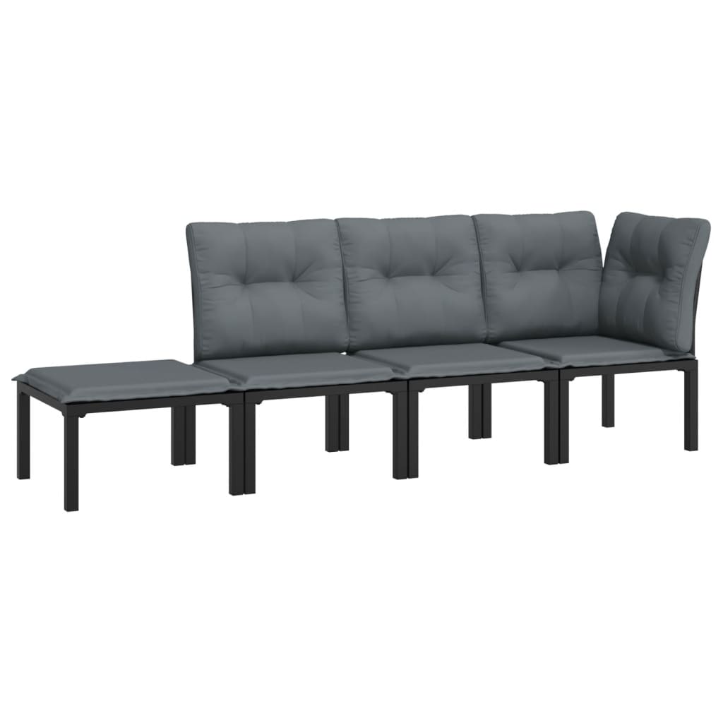Salon de jardin 4 pcs noir et gris résine tressée - XIOS