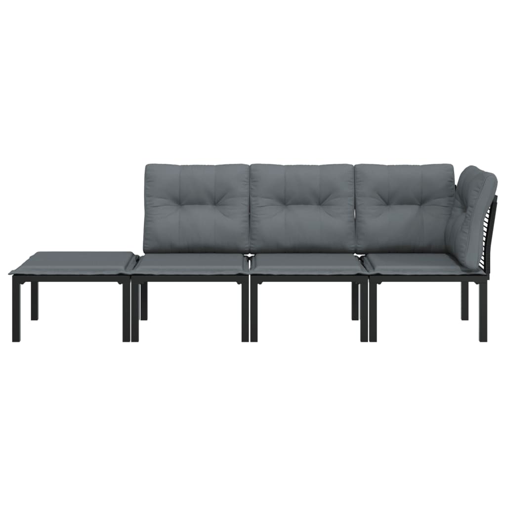 Salon de jardin 4 pcs noir et gris résine tressée - XIOS
