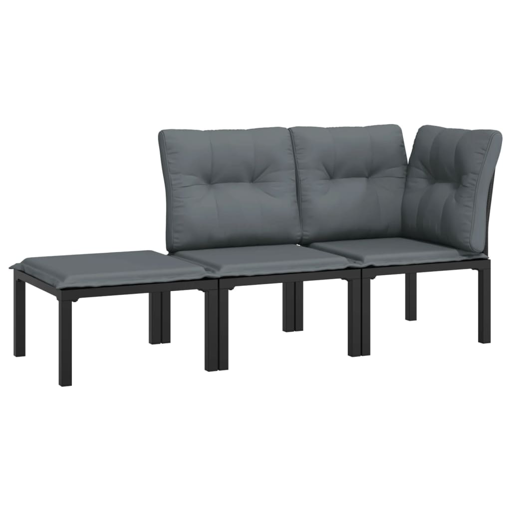 Salon de jardin 3 pcs noir et gris résine tressée - XIOS