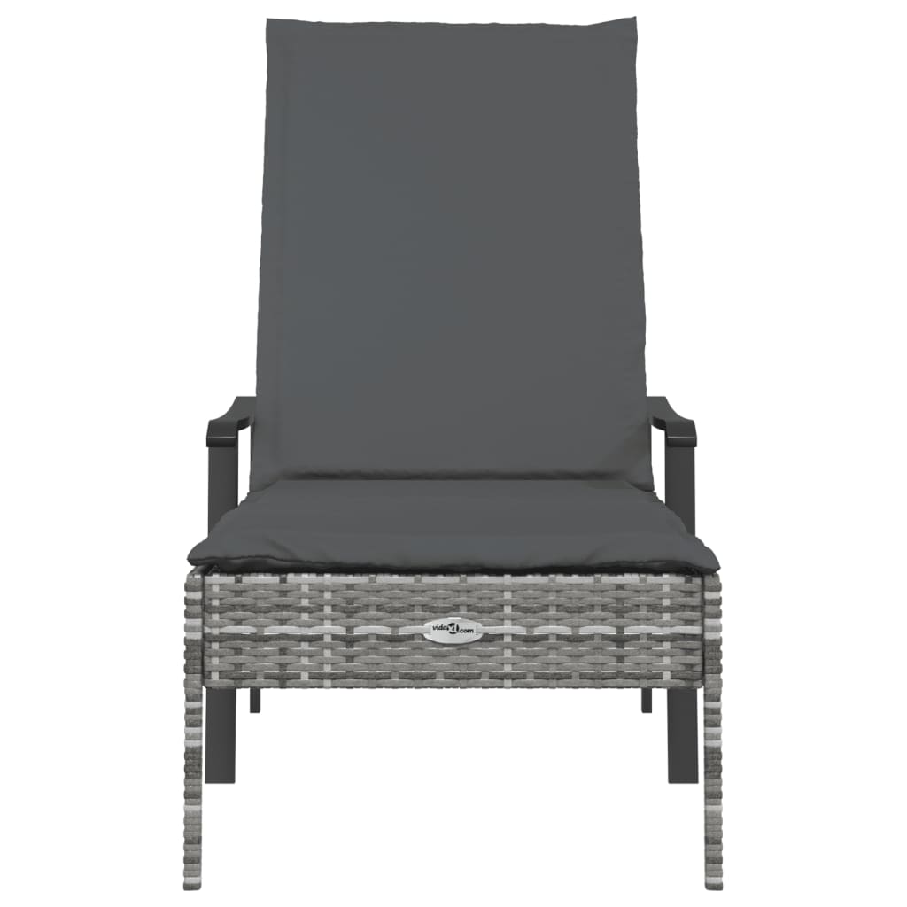 Chaise longue avec coussin gris résine tressée - XIOS