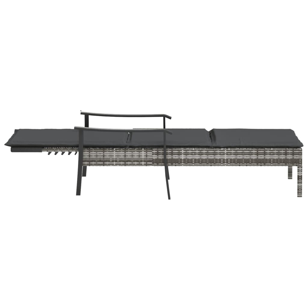 Chaise longue avec coussin gris résine tressée - XIOS