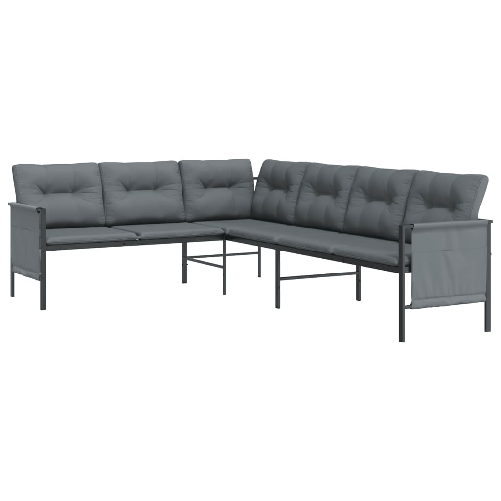 Canapé d'angle de jardin anthracite acier et textilène - XIOS