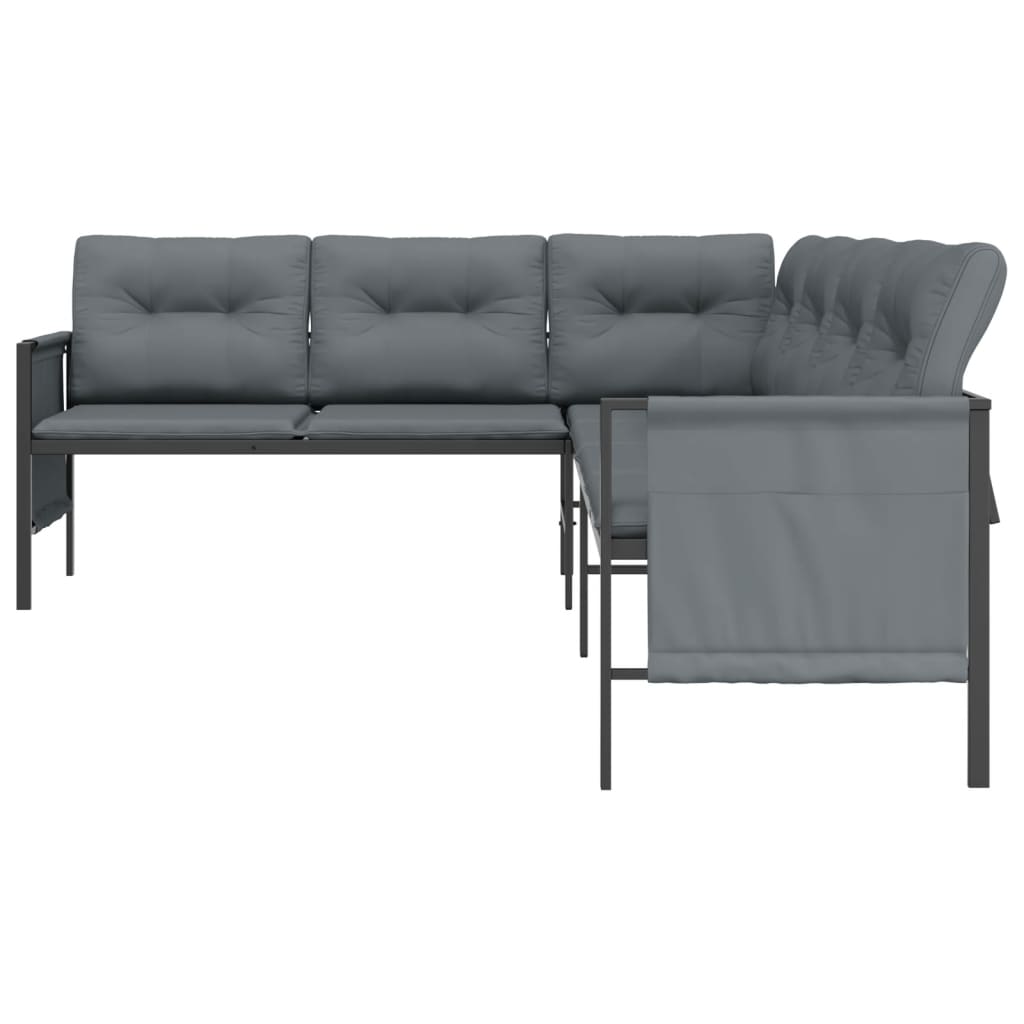 Canapé d'angle de jardin anthracite acier et textilène - XIOS