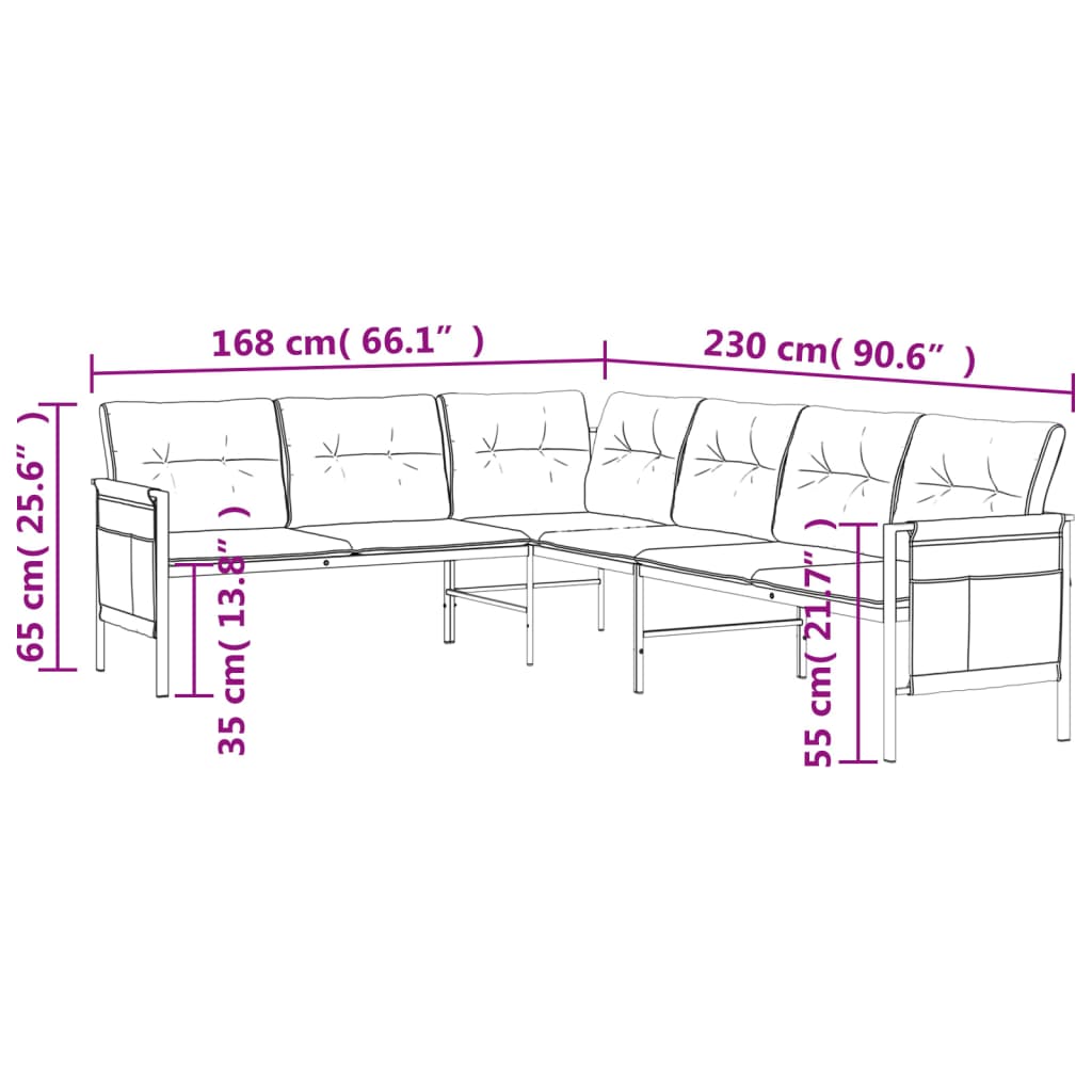 Canapé d'angle de jardin anthracite acier et textilène - XIOS