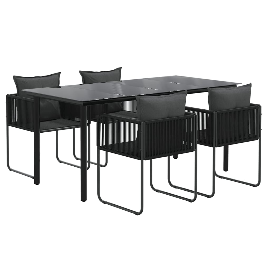 Ensemble à manger de jardin 5 pcs Noir