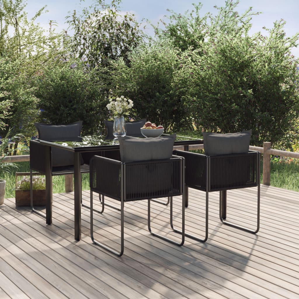 Ensemble à manger de jardin 5 pcs Noir