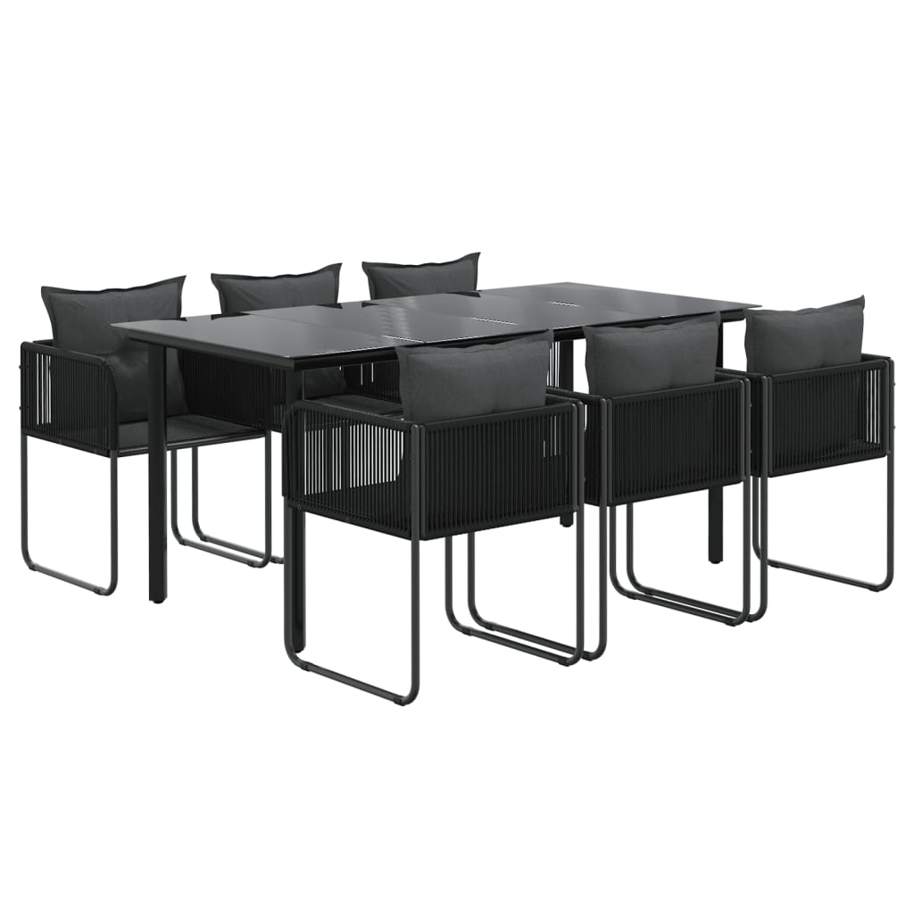 Ensemble à manger de jardin 7 pcs Noir