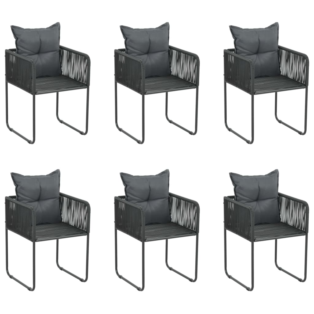 Ensemble à manger de jardin 7 pcs Noir