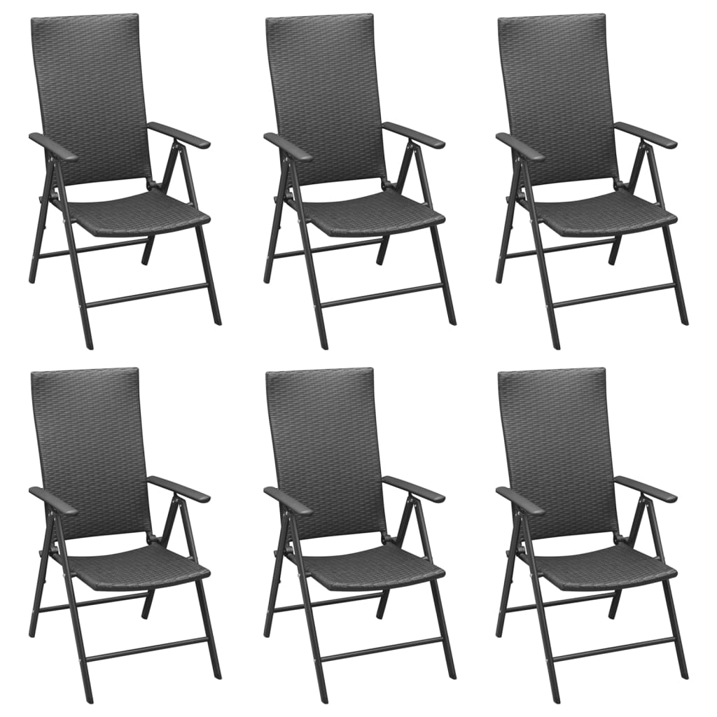 Ensemble à manger de jardin 7 pcs Noir Résine tressée