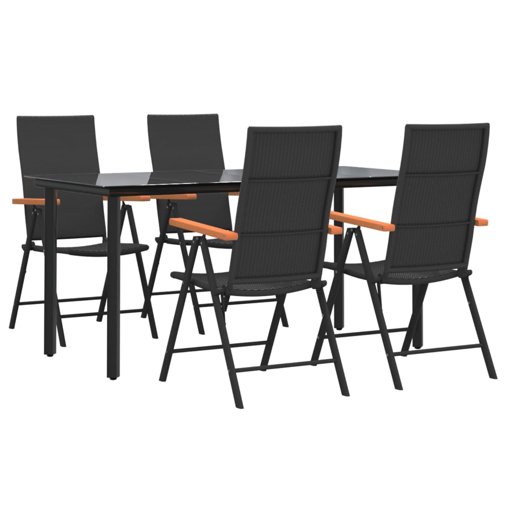Ensemble à manger de jardin 5 pcs Noir et marron Résine tressée - XIOS