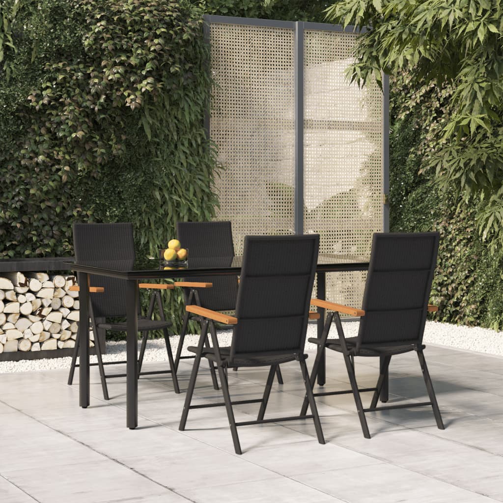 Ensemble à manger de jardin 5 pcs Noir et marron Résine tressée - XIOS