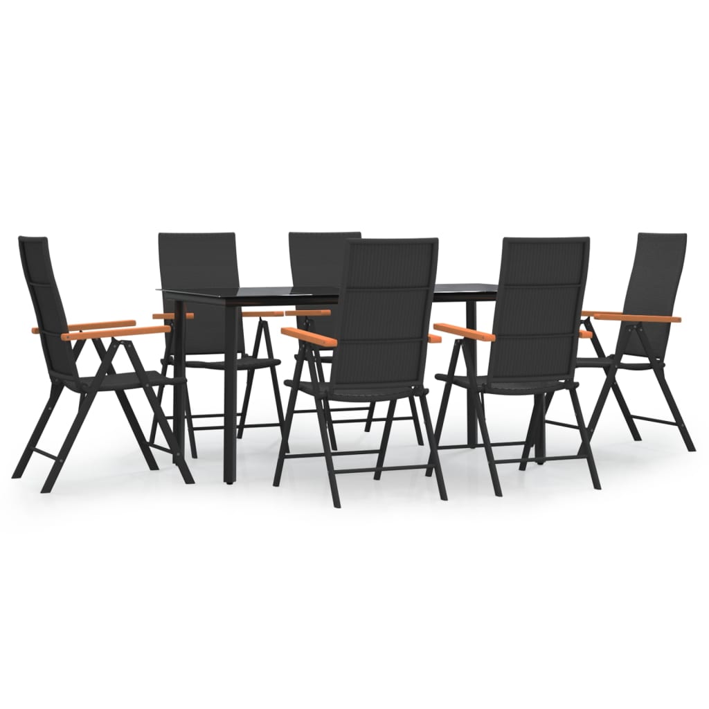 Ensemble à manger de jardin 7 pcs Noir et marron Résine tressée - XIOS
