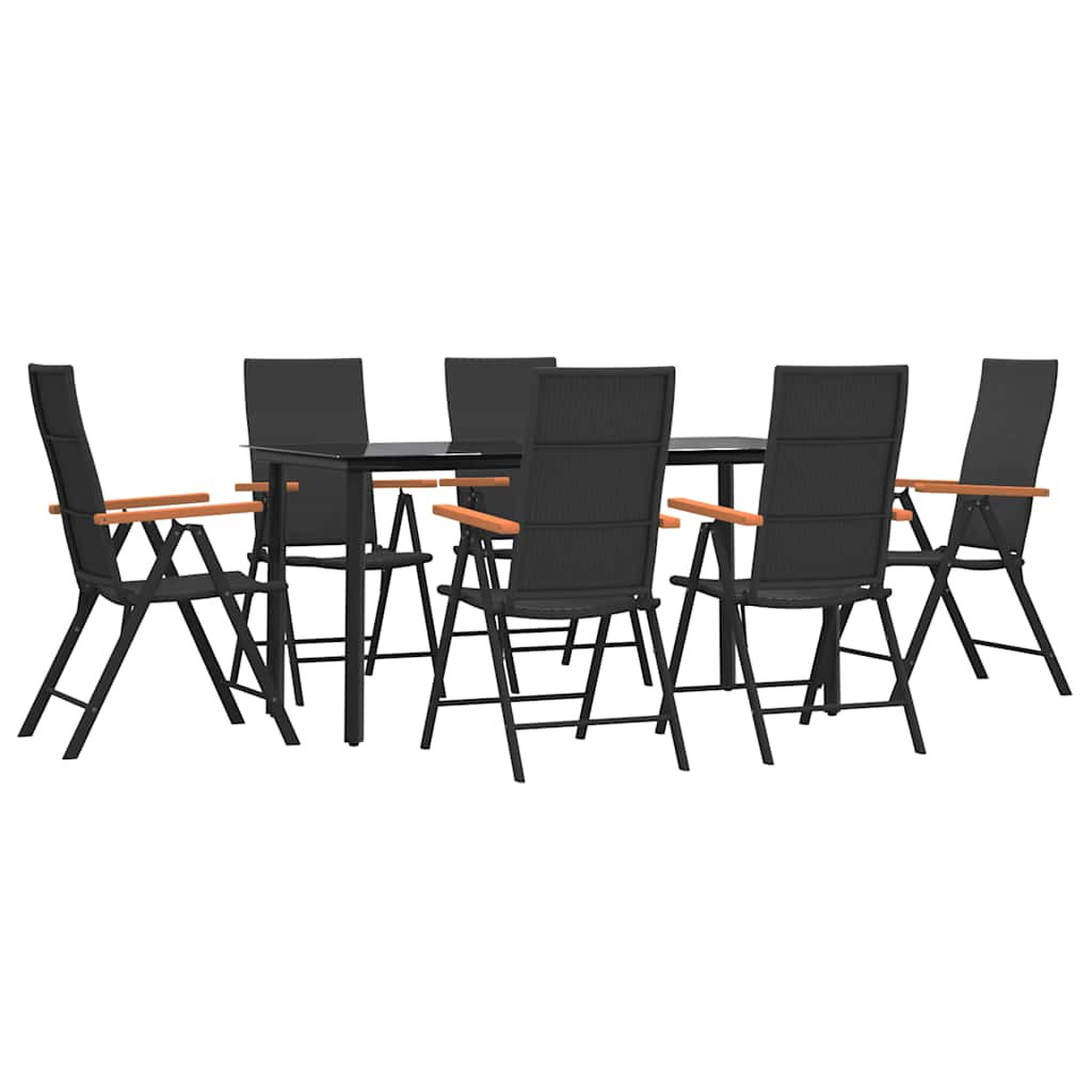 Ensemble à manger de jardin 7 pcs Noir et marron Résine tressée - XIOS