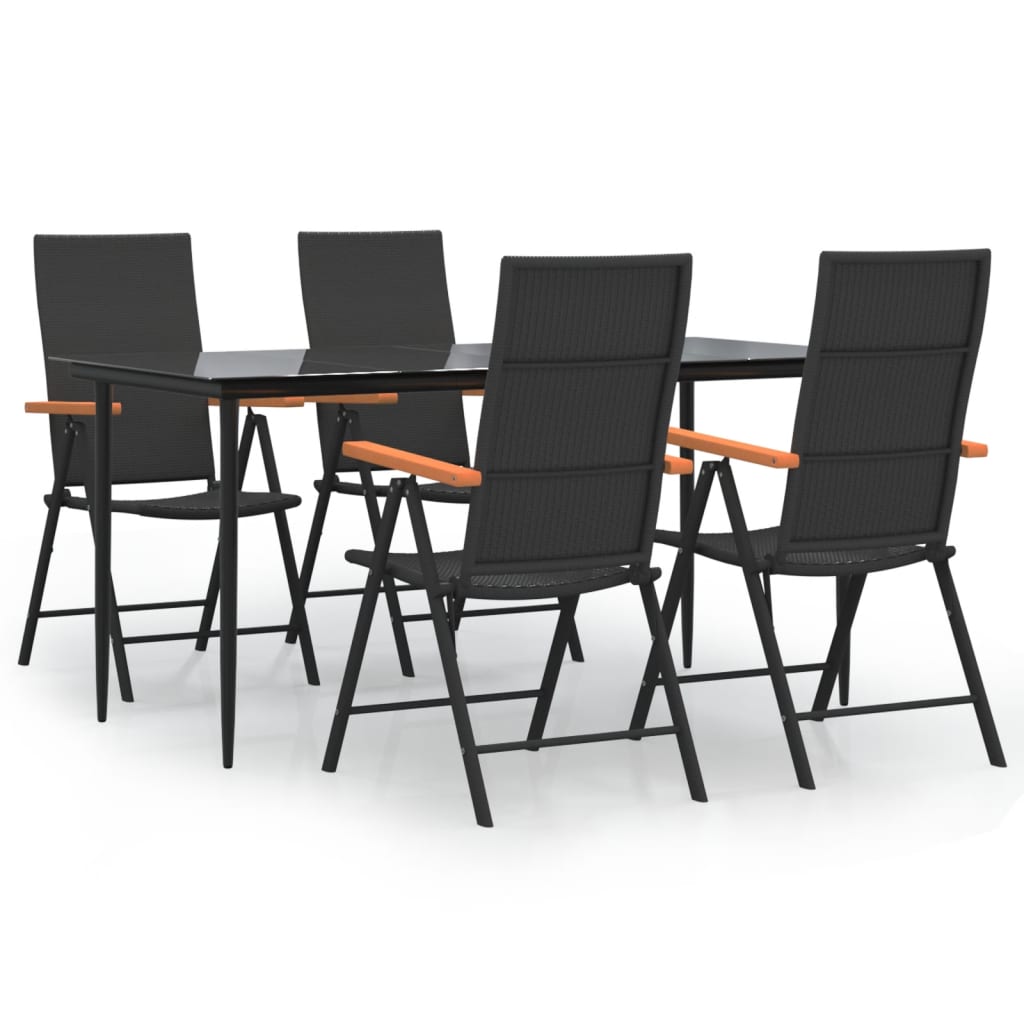 Ensemble à manger de jardin 5 pcs Noir et marron Résine tressée - XIOS