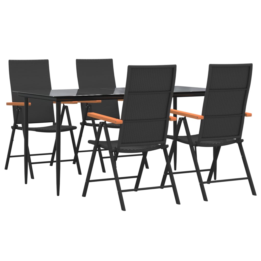 Ensemble à manger de jardin 5 pcs Noir et marron Résine tressée - XIOS