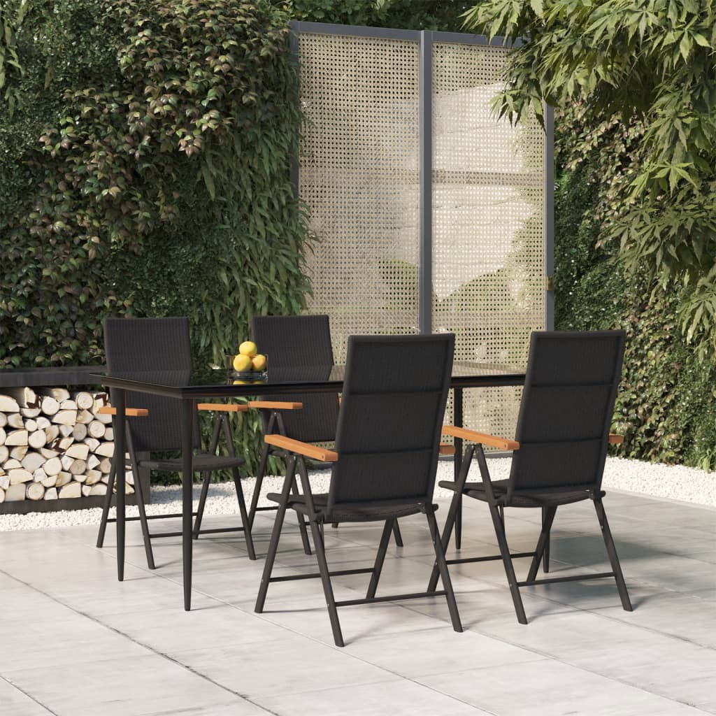 Ensemble à manger de jardin 5 pcs Noir et marron Résine tressée - XIOS