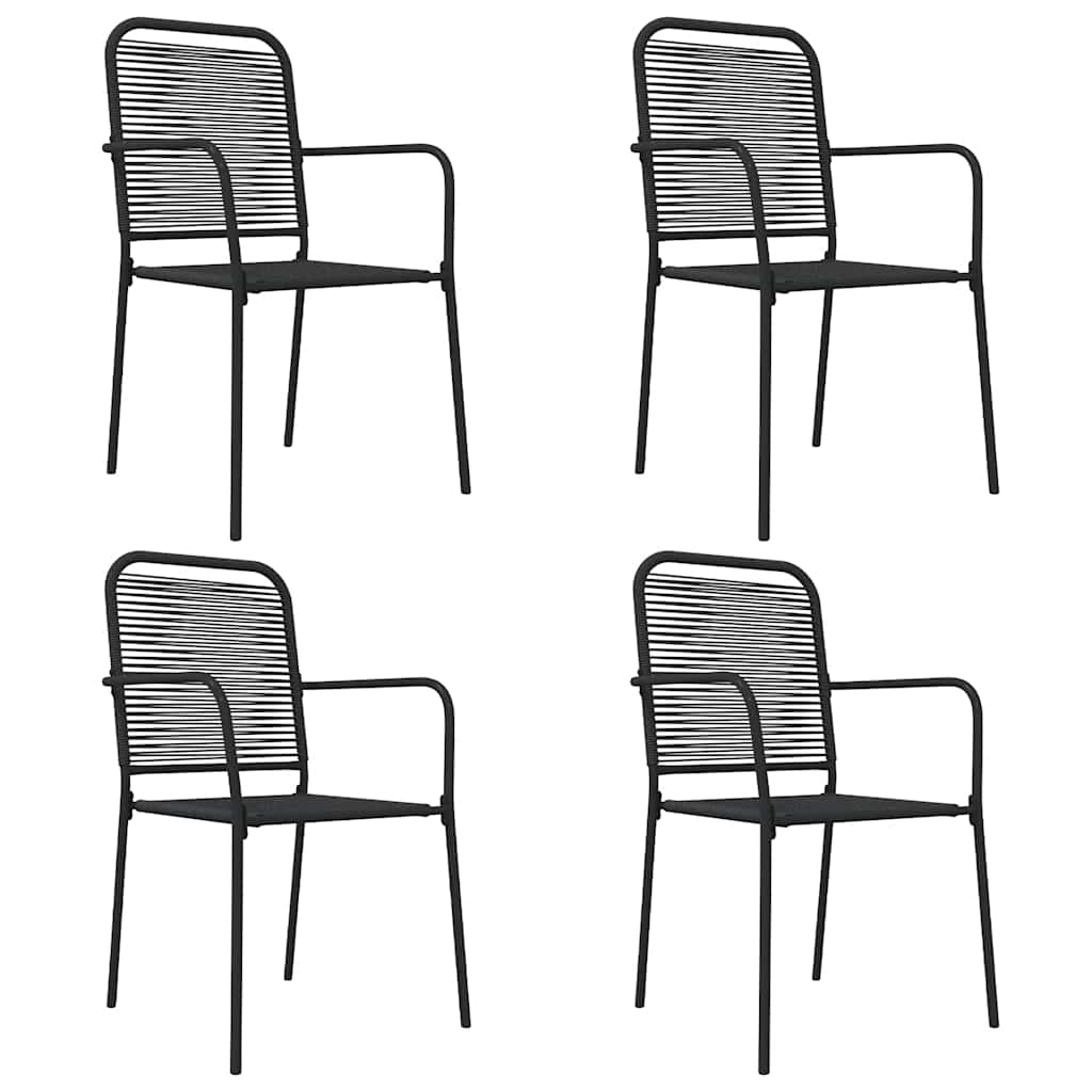 Ensemble à manger de jardin 5 pcs Noir Corde de coton et acier