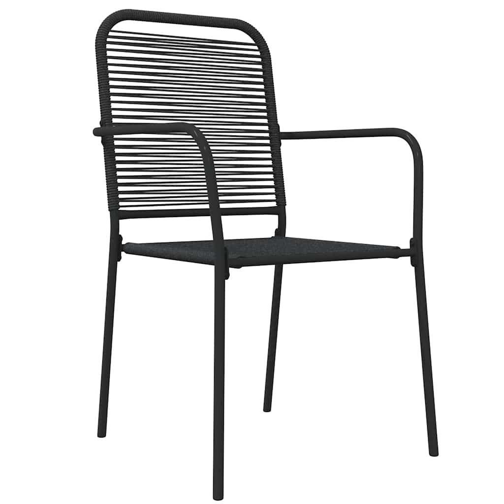 Ensemble à manger de jardin 5 pcs Noir Corde de coton et acier