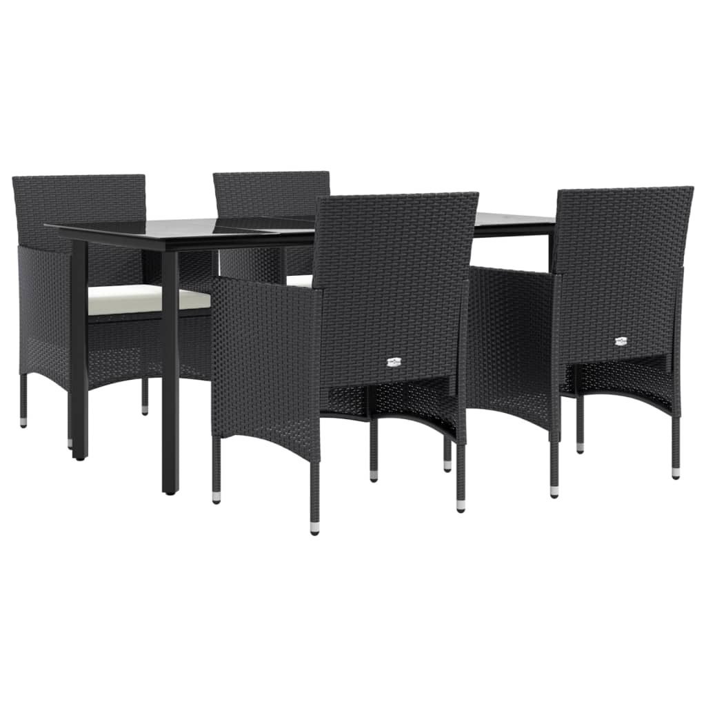 Ensemble à manger de jardin avec coussins 5 pcs Noir