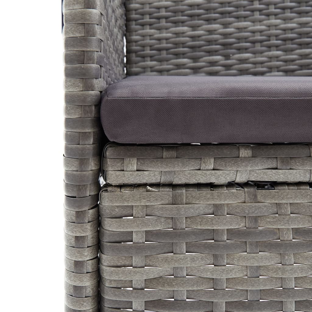 Ensemble à manger de jardin coussins 7pcs Gris et noir