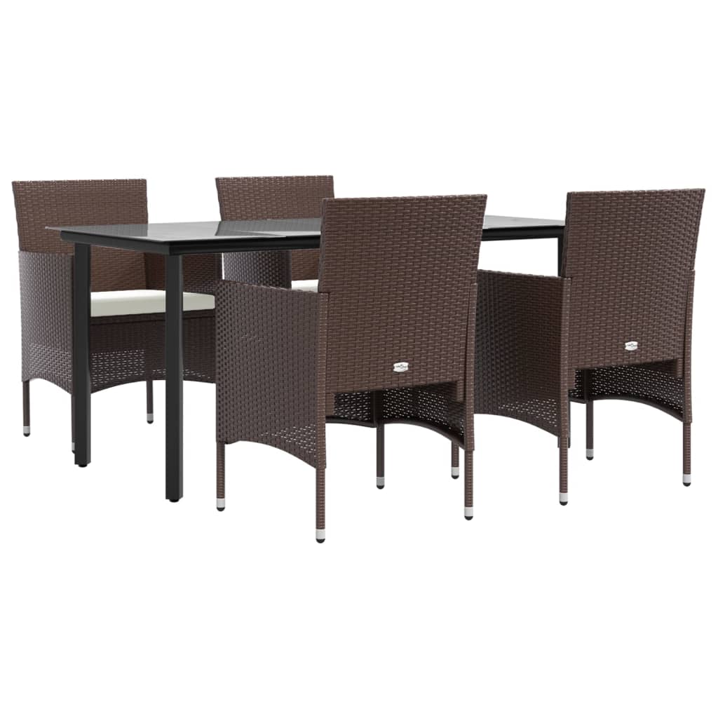 Ensemble à manger de jardin coussins 5 pcs Marron/noir