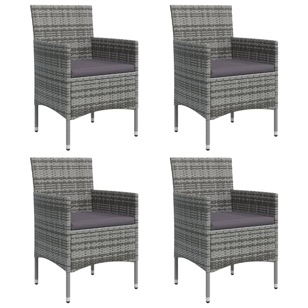 Ensemble à manger de jardin et coussins 5pcs Gris/noir