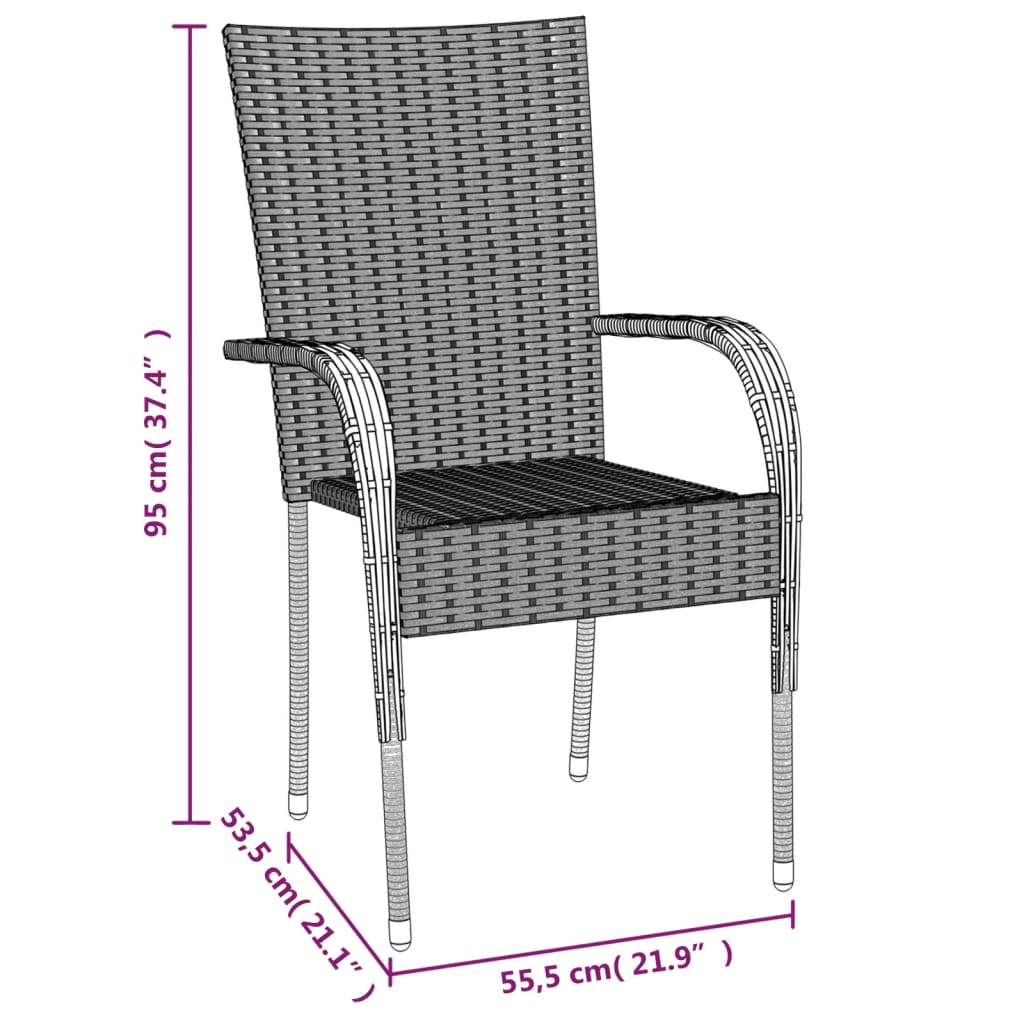 Ensemble à manger de jardin 7 pcs Noir Résine tressée