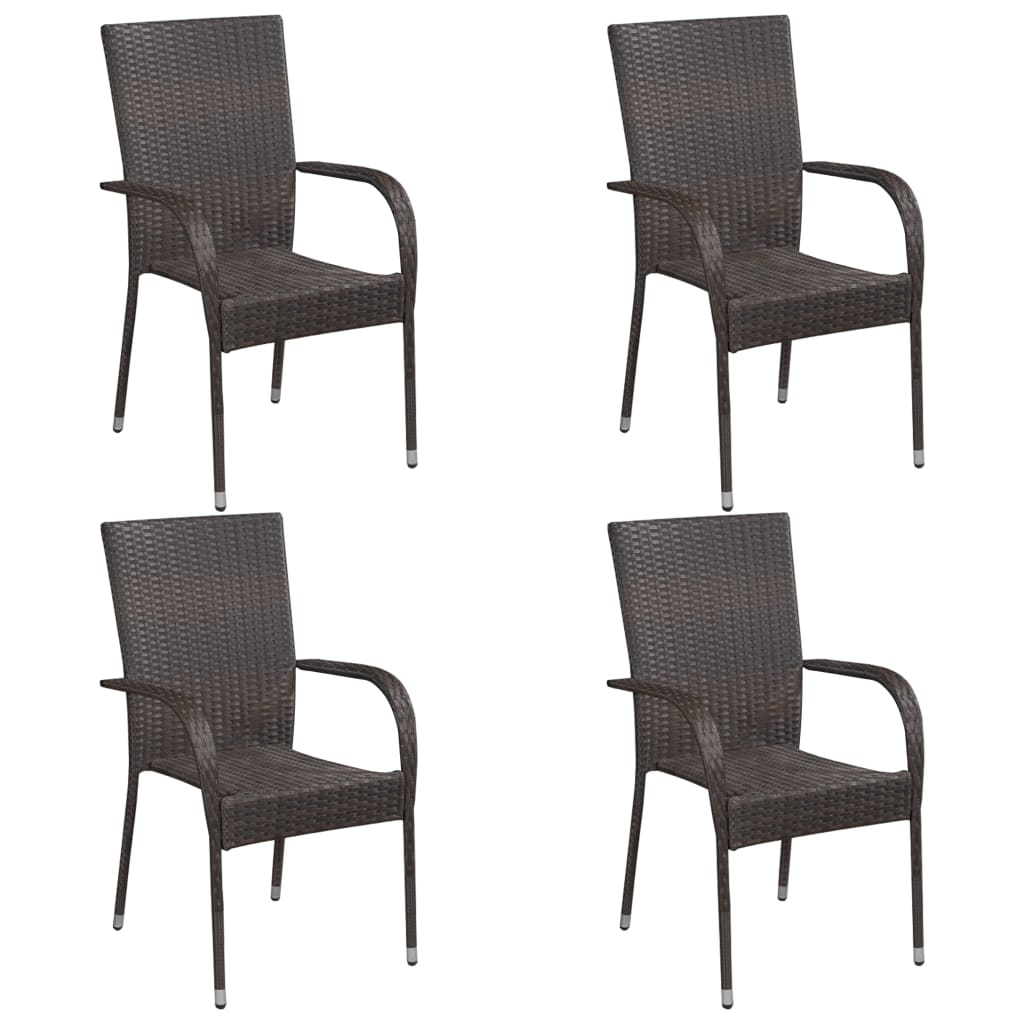 Ensemble à manger de jardin 5 pcs Marron Résine tressée