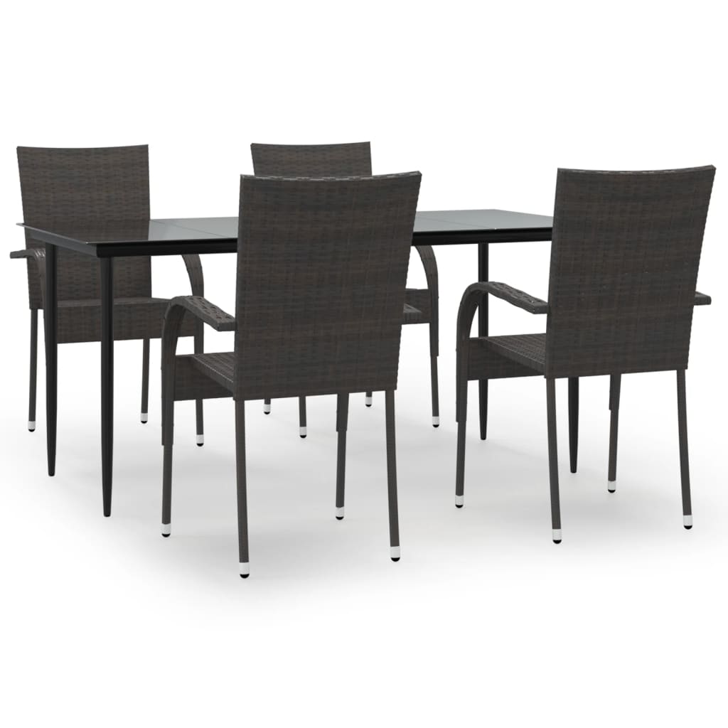 Ensemble à manger de jardin 5 pcs Marron Résine tressée