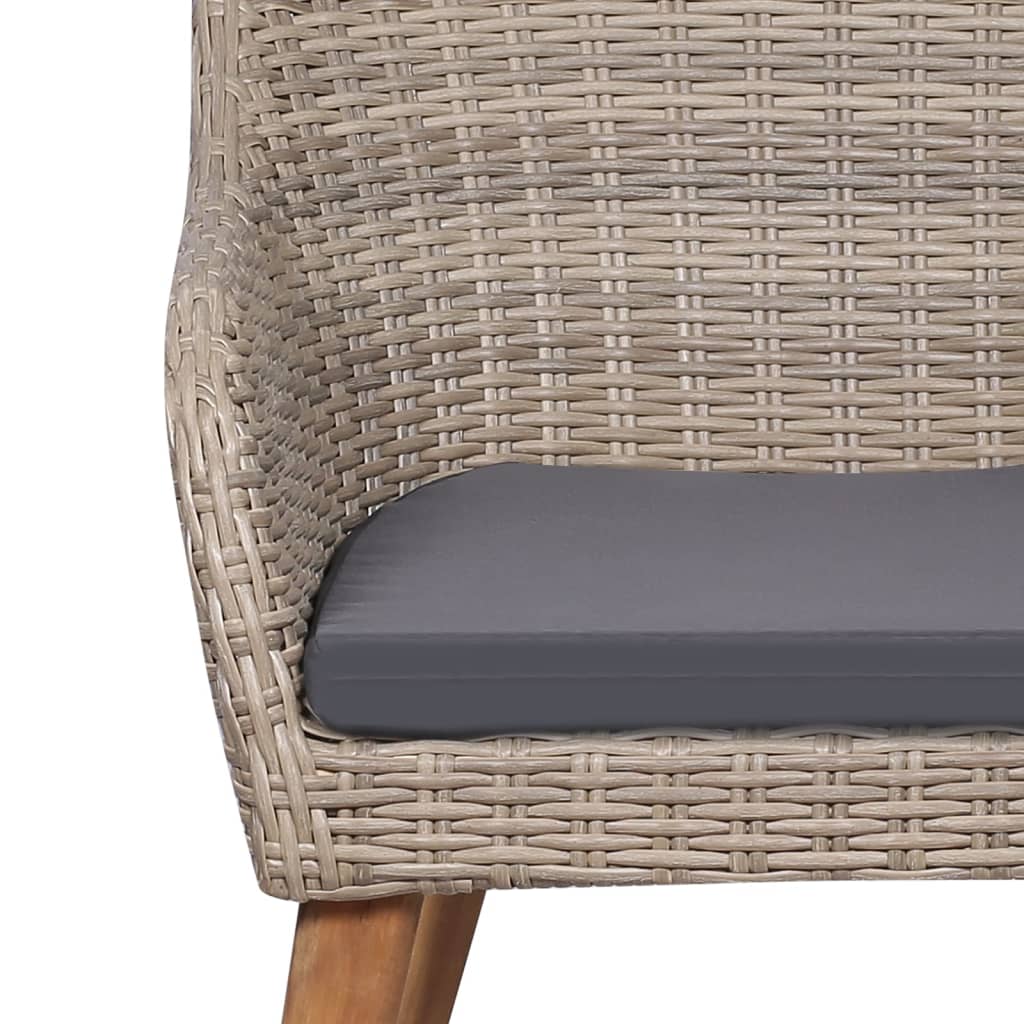 Ensemble à manger de jardin et coussins 5 pcs Marron
