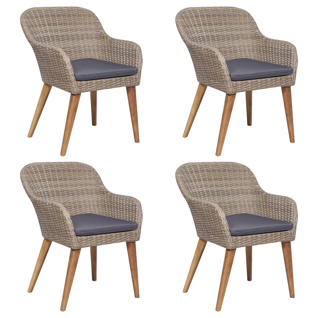 Ensemble à manger de jardin et coussins 5 pcs Marron