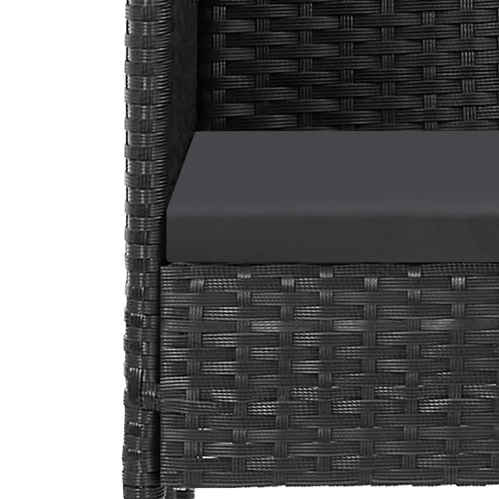 Ensemble à manger de jardin coussins 5pcs Noir Résine tressée