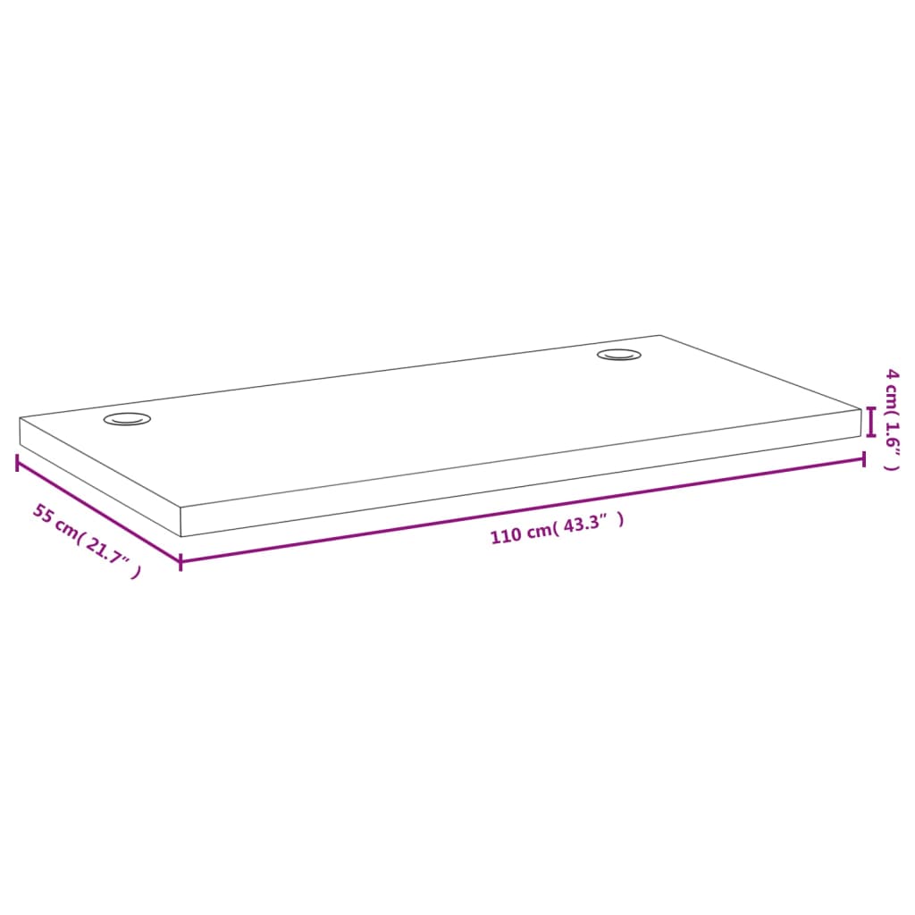 Dessus de bureau 110x55x4 cm bambou