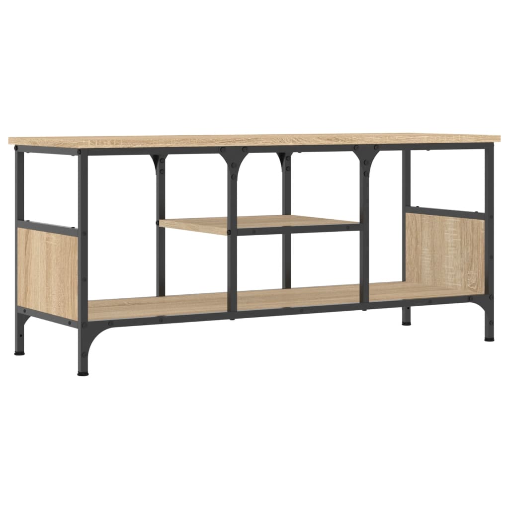 Meuble TV chêne sonoma 100x35x45 cm bois d'ingénierie et fer - XIOS
