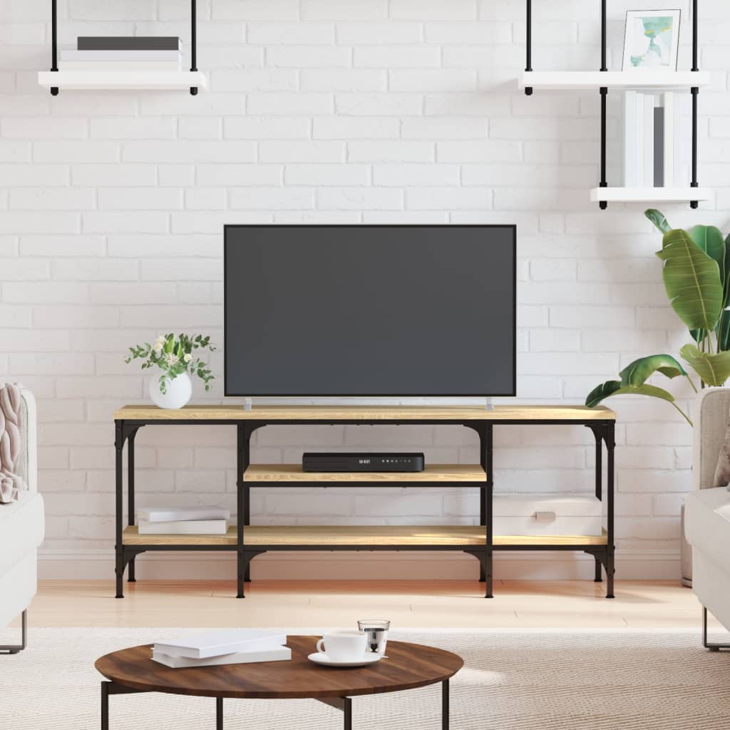 Meuble TV chêne sonoma 121x35x45 cm bois d'ingénierie et fer - XIOS