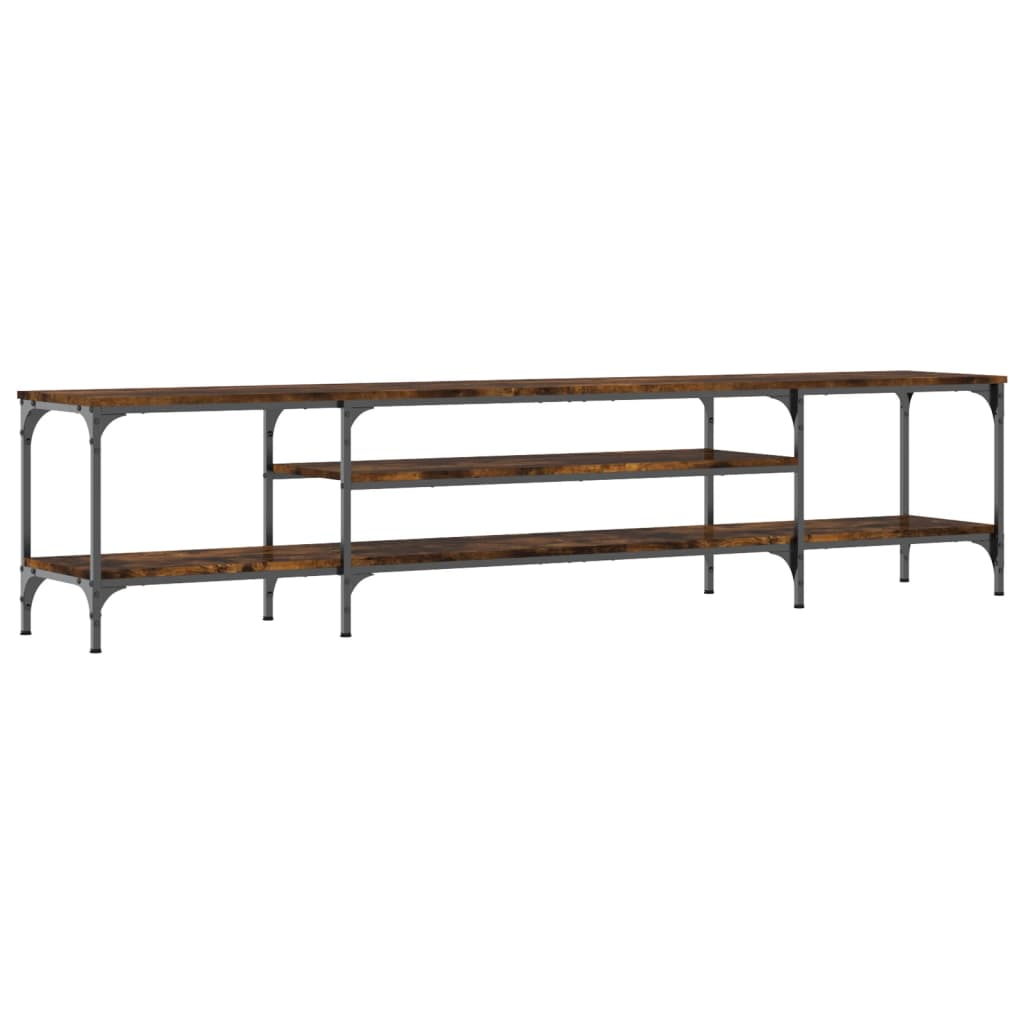 Meuble TV chêne fumé 201x35x45 cm bois d'ingénierie et fer - XIOS