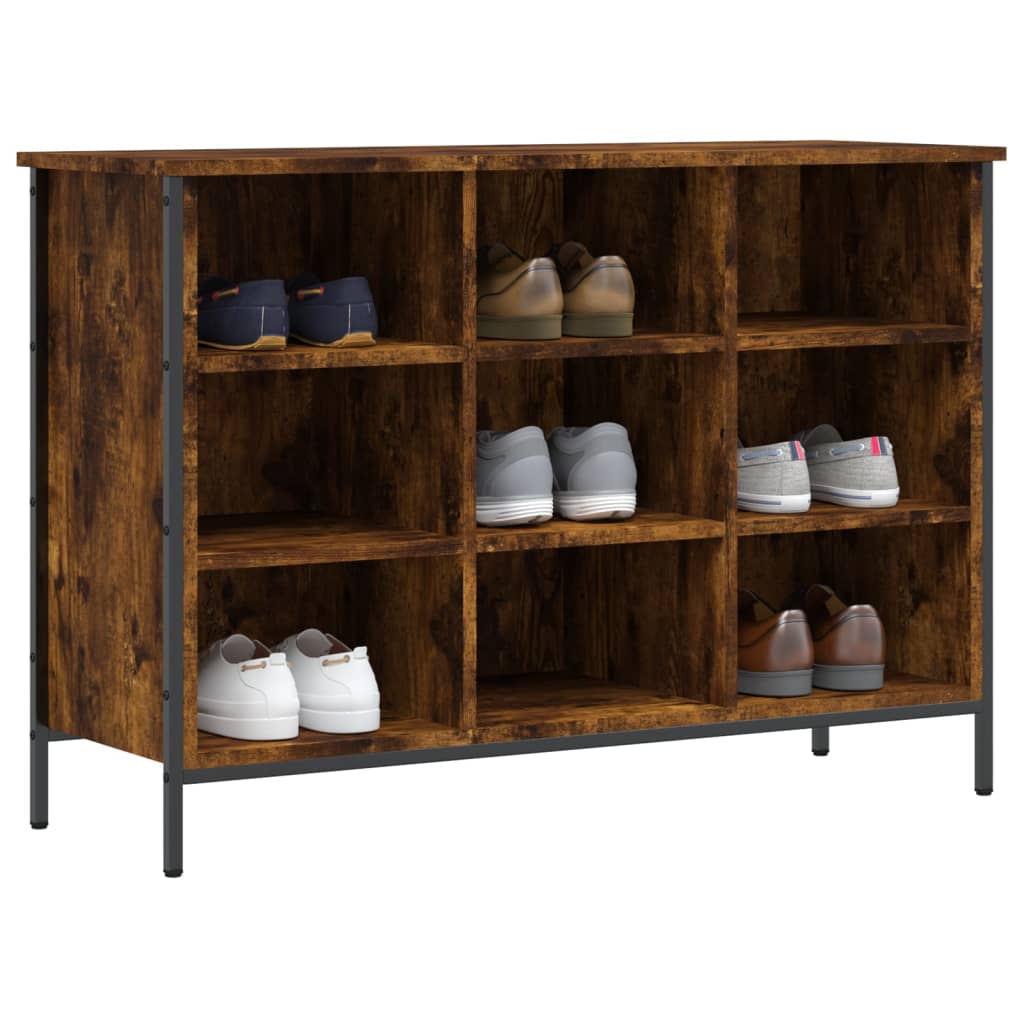 Armoire à chaussures chêne fumé 100x35x70 cm bois d'ingénierie - XIOS