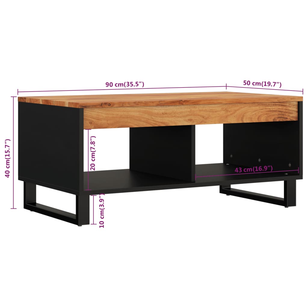 Table basse 90x50x40 cm bois d'acacia massif - XIOS