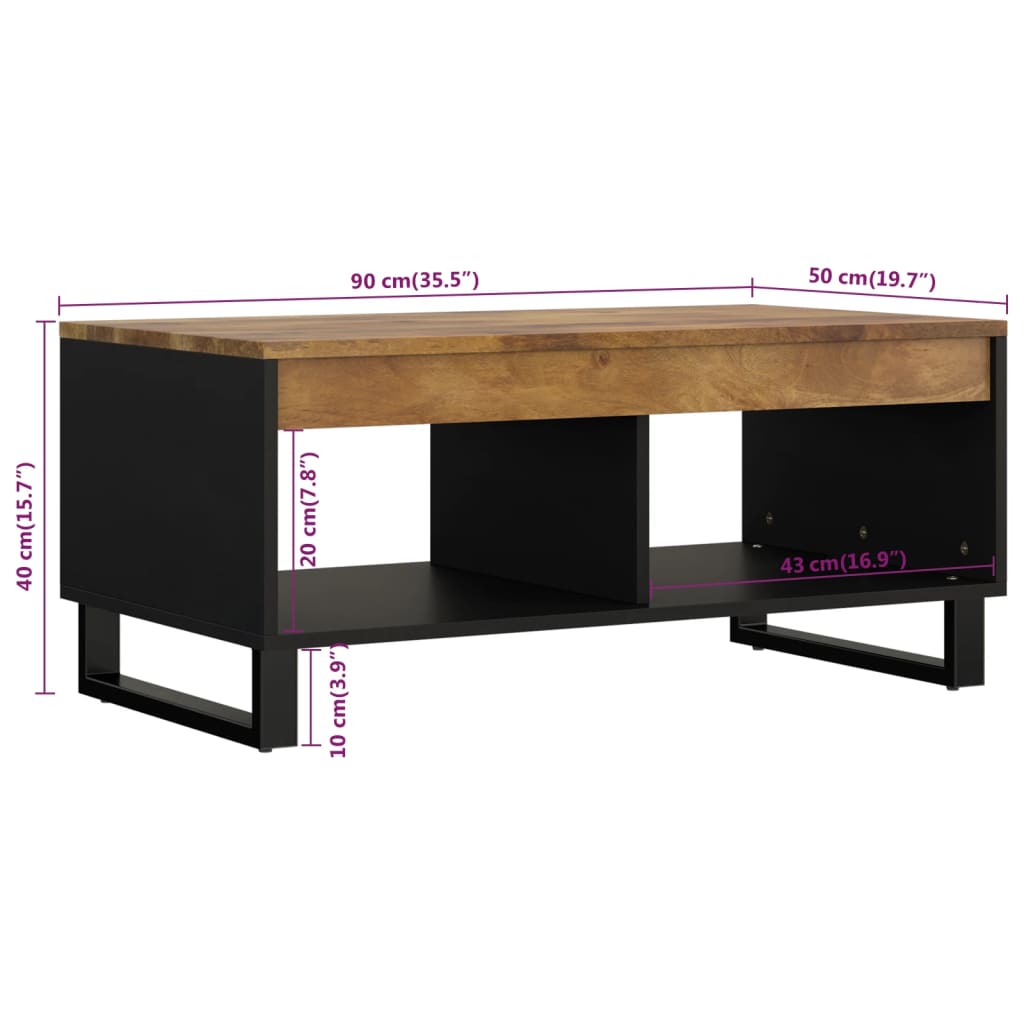 Table basse 90x50x40 cm bois de manguier massif - XIOS