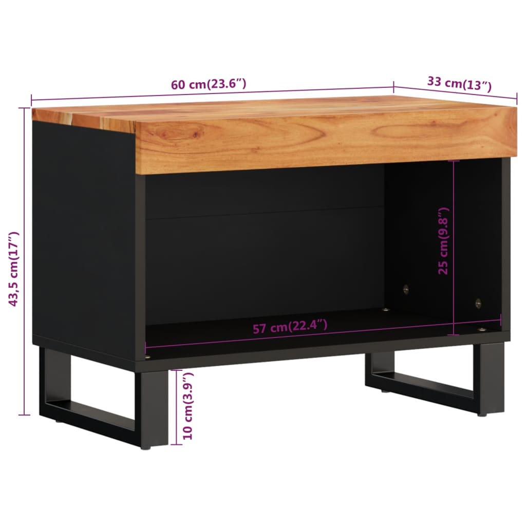 Meuble TV 60x33x43,5 cm bois d'acacia massif - XIOS