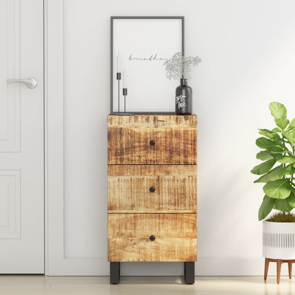 Buffet avec 3 tiroirs 40x33,5x75 cm bois massif de manguier - XIOS