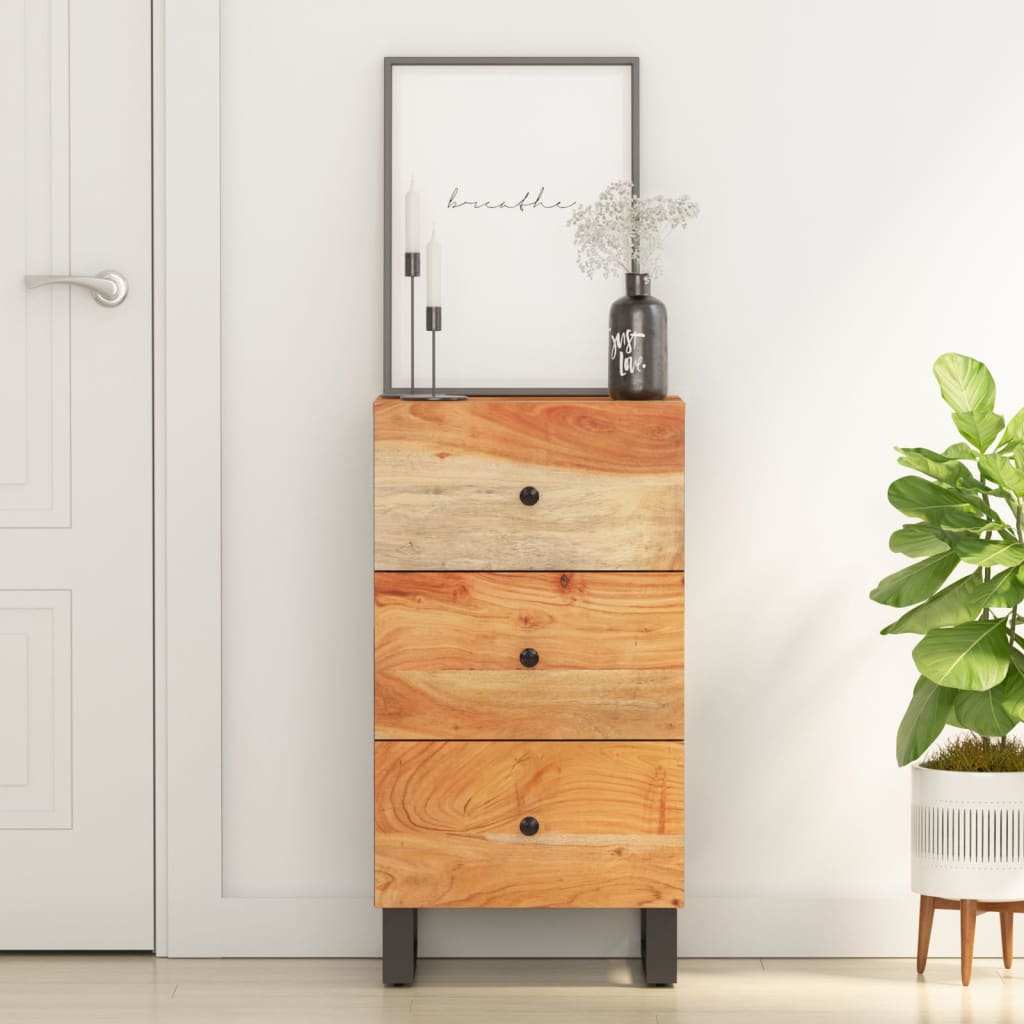Buffet avec 3 tiroirs 40x33,5x75 cm bois massif d'acacia - XIOS