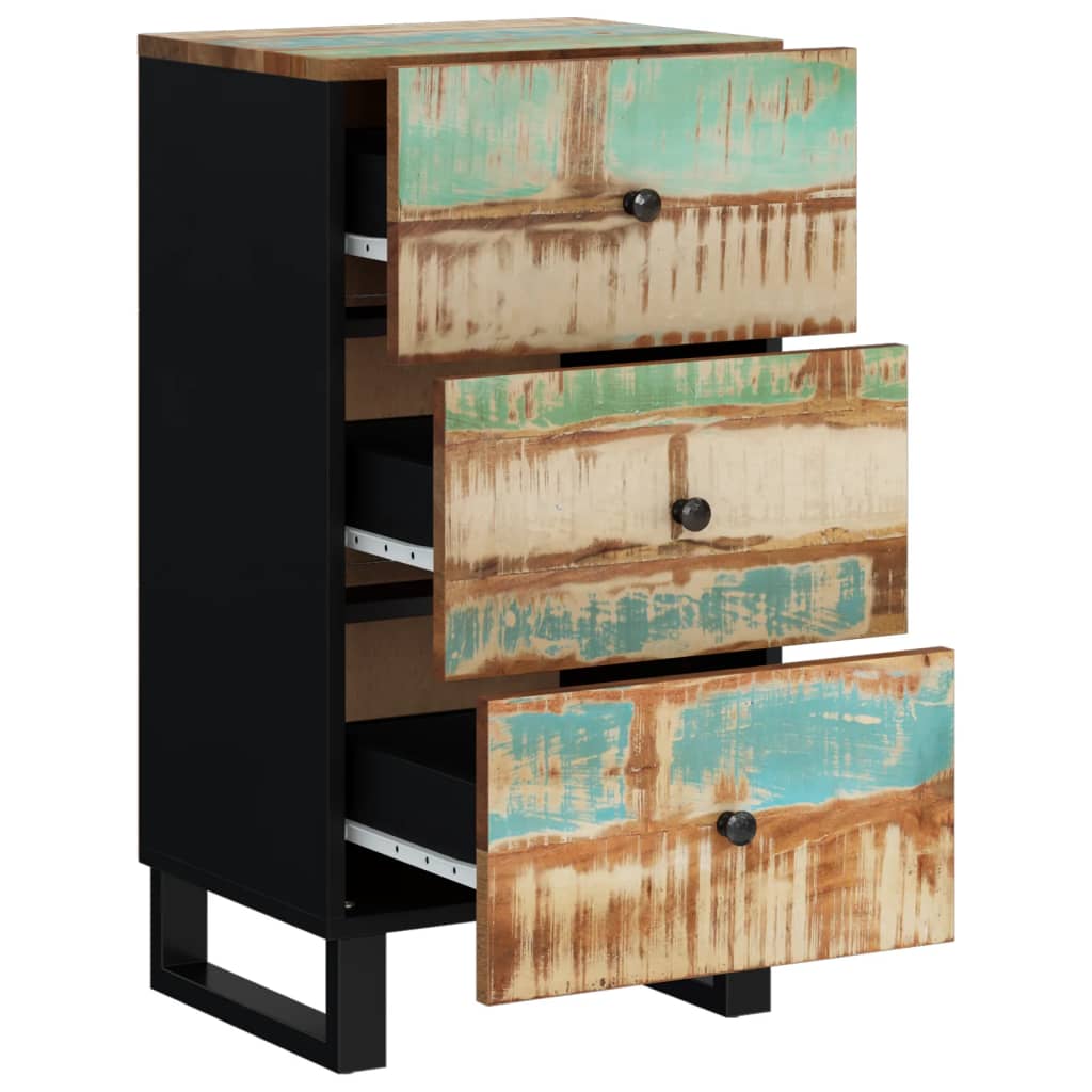 Buffet avec 3 tiroirs 40x33,5x75 cm bois massif de récupération - XIOS
