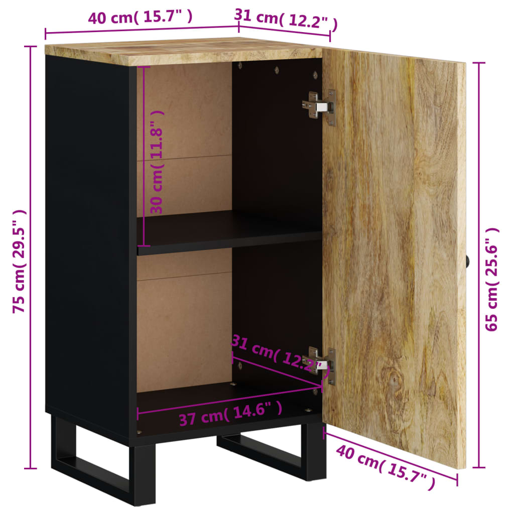 Buffet avec porte 40x31x75 cm bois massif de manguier