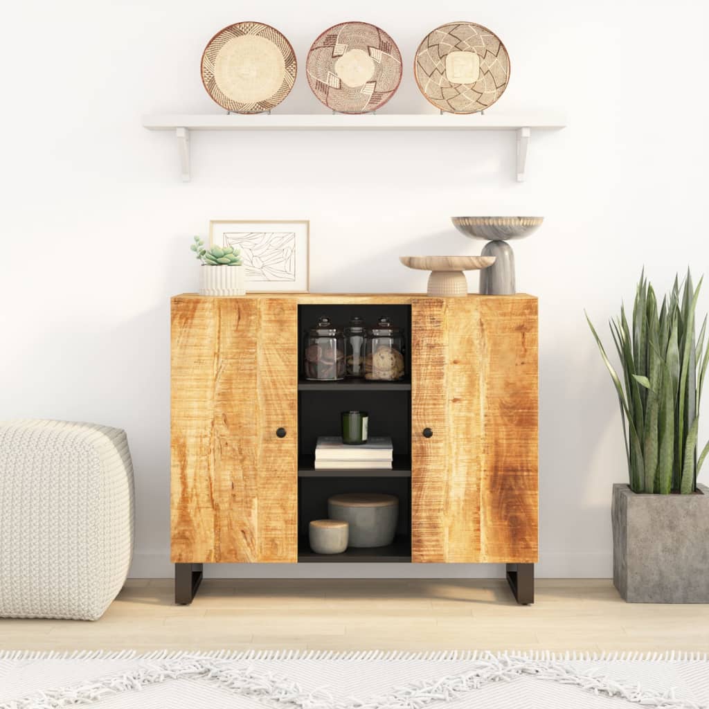 Buffet avec 2 portes 90x33x75 cm bois massif de manguier - XIOS