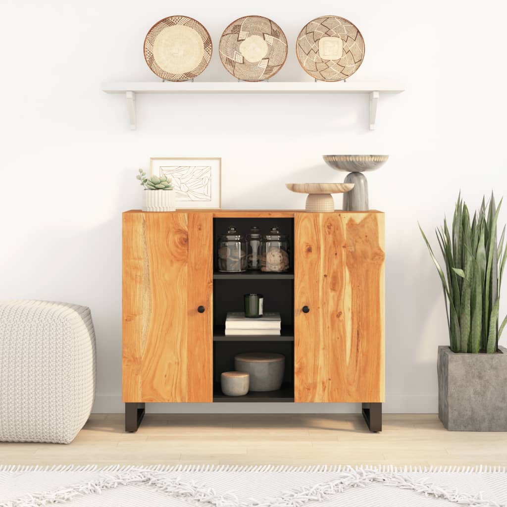 Buffet avec 2 portes 90x33x75 cm bois massif d'acacia - XIOS