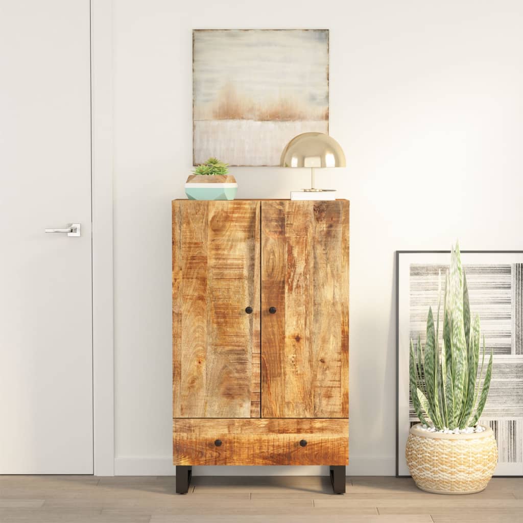 Buffet haut avec tiroir 60x33x100cm bois massif manguier et fer - XIOS