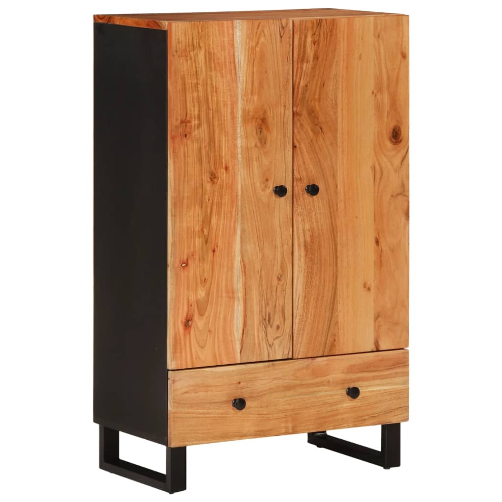 Buffet haut avec tiroir 60x33x100cm bois massif d'acacia et fer - XIOS